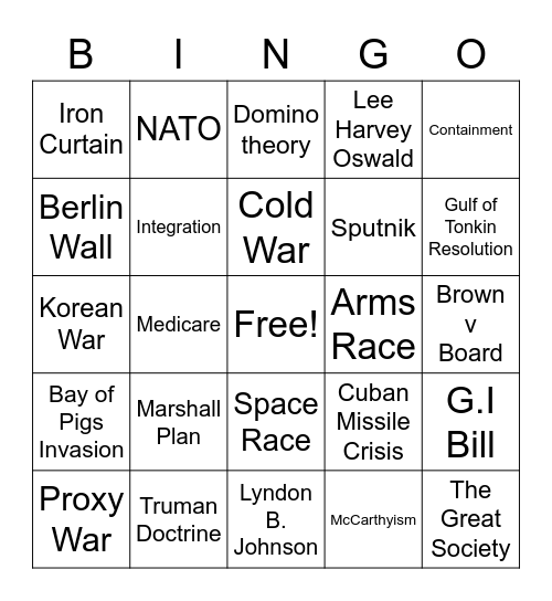 Unit 9 & 10 Bingo Card