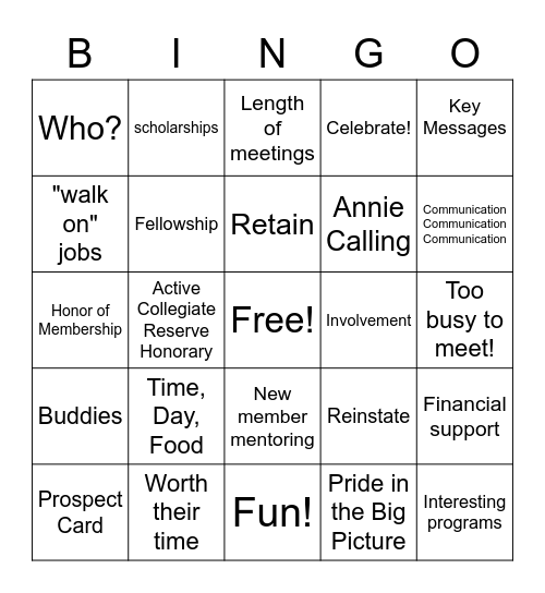 DKG Membership Bingo Card