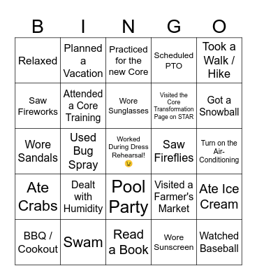 Summer 2024 Bingo! Bingo Card