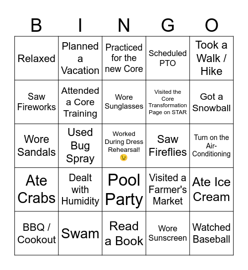 Summer 2024 Bingo! Bingo Card
