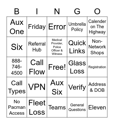 Virtual Ask a Trainer Bingo Card
