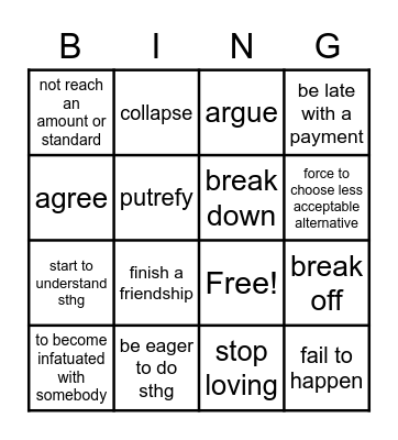 FALL Phrasal Verbs Bingo Card