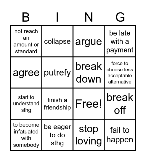 FALL Phrasal Verbs Bingo Card