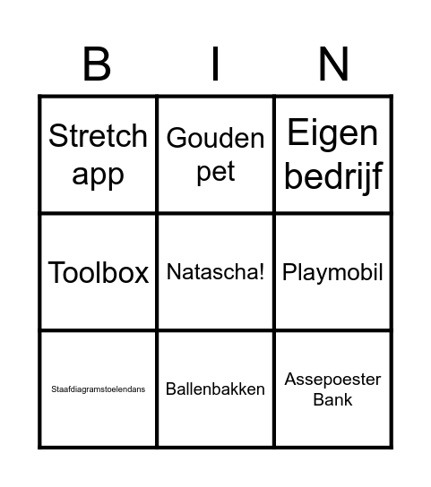 Natascha Bingo Card