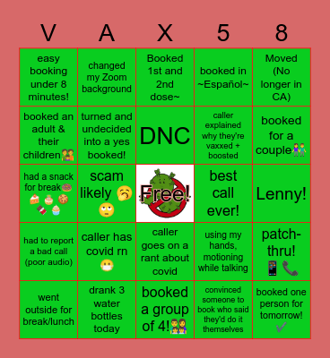 COVID BUSTERS Bingo Card