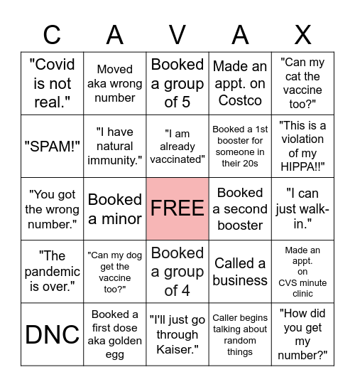 Team 4 Bingo Card