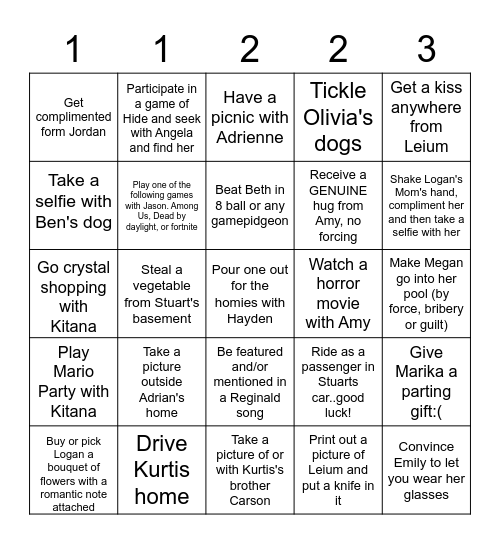 Summer Bingo Snails.2 Bingo Card