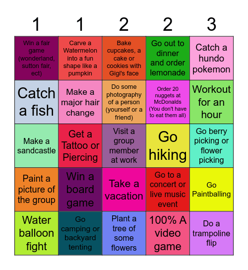 Summer Bingo Snails Bingo Card