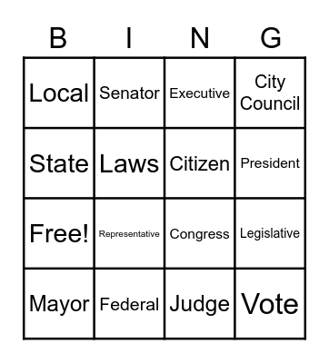 Girl Scout Democracy Bing Bingo Card
