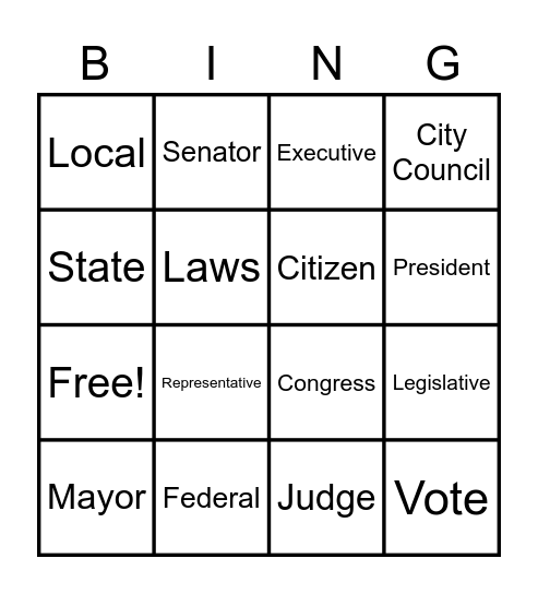 Girl Scout Democracy Bing Bingo Card