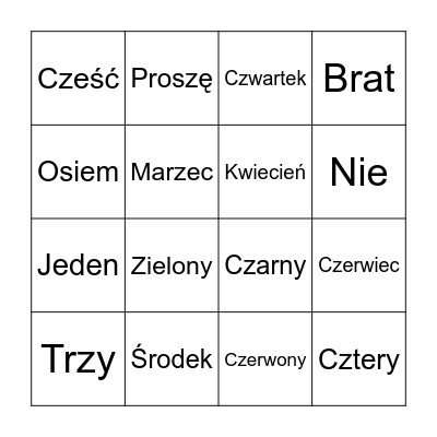 Language Bingo \3 Bingo Card