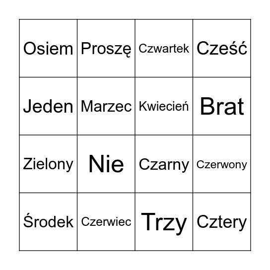 Language Bingo \3 Bingo Card