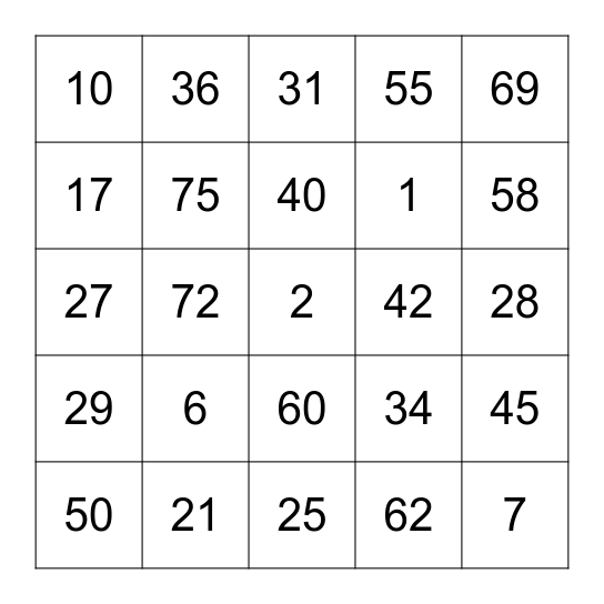 Shantell's Bingo Card