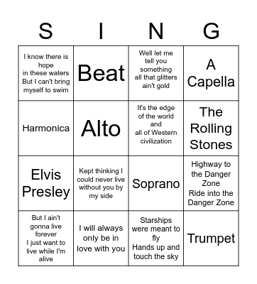 MUSIC MUSIC MUSIC Bingo Card