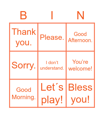 Kids 1_Expressions Bingo Card