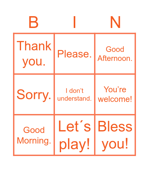 Kids 1_Expressions Bingo Card