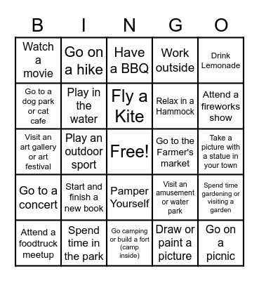 Truework Summer Bingo Card