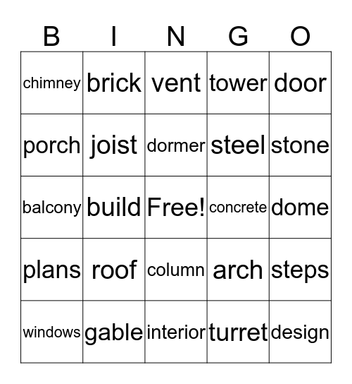 Architecture Bingo Card