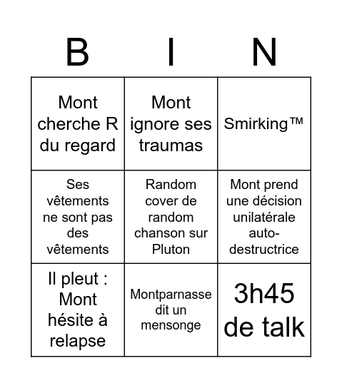 Pop-Punk Mont Bingo Card