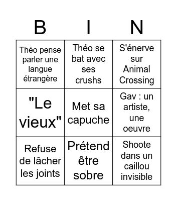 Pop-Punk Théo Bingo Card