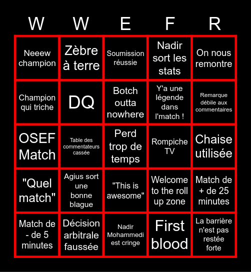 WWE (FR) Bingo Card