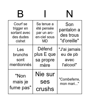 Pop-Punk Courf Bingo Card