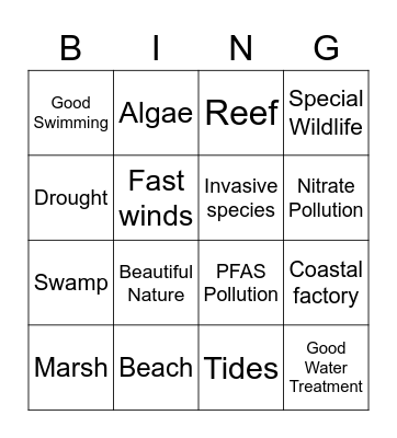 Water Resource Bingo Card