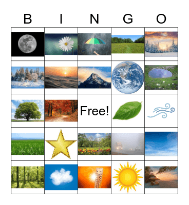 Nature Bingo Card