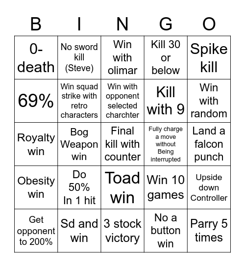 Smash lockout bingo Card