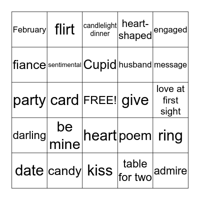 Valentine's Bingo Card