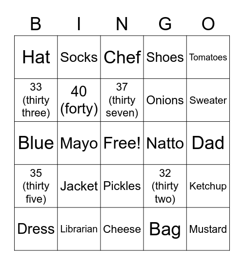 Class 5 plus Lesson 14 Bingo Card