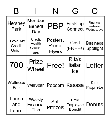 First Capital FCU PBP BINGO Card