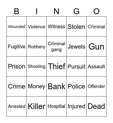 Crime Stories Bingo Card