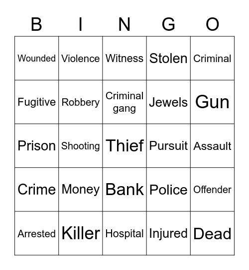 Crime Stories Bingo Card