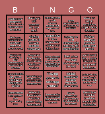 Growth Bingo Card