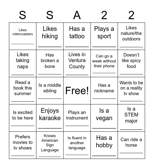 Find Someone Who.... Bingo Card