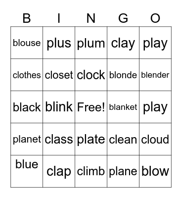 blends Bingo Card