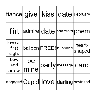 Valentine's Bingo Card