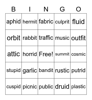 TH04 U4 Phonics Bingo Card