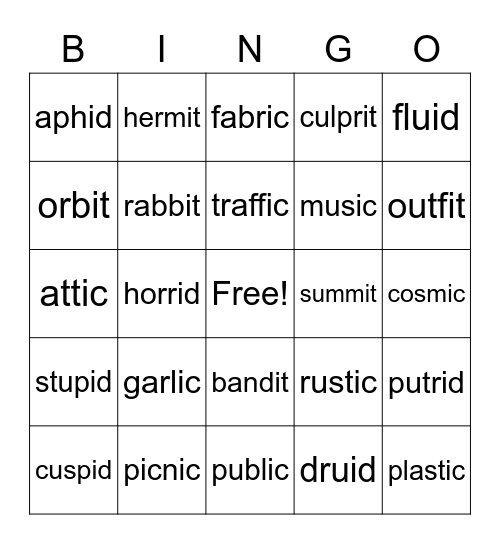 TH04 U4 Phonics Bingo Card