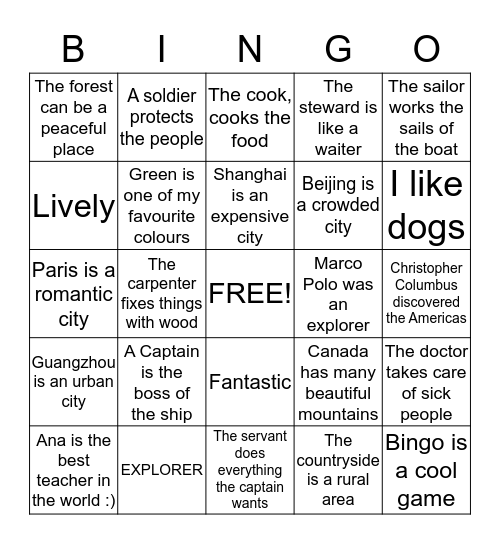 Things you know so far :) Bingo Card