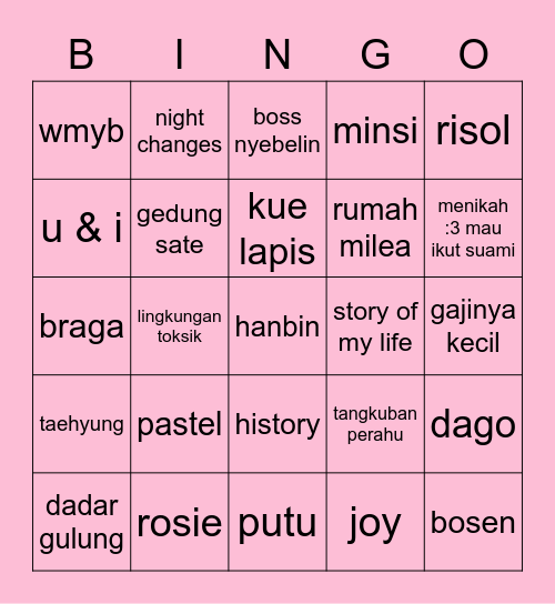 somi Bingo Card