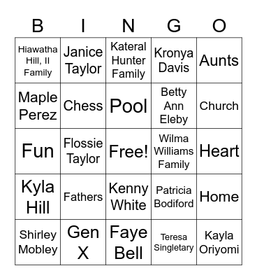 2022 Bodiford Family Reunion Bingo Card