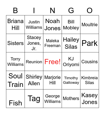 2022 Bodiford Family Reunion 2 Bingo Card