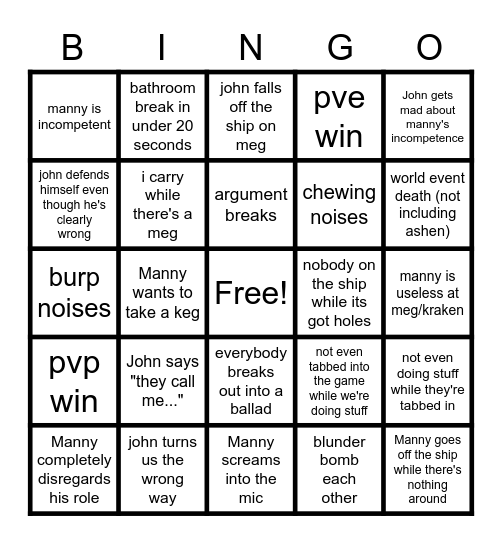 friends bingo Card