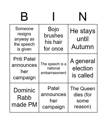 Resignation Day Bingo Card