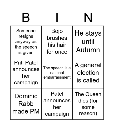 Resignation Day Bingo Card