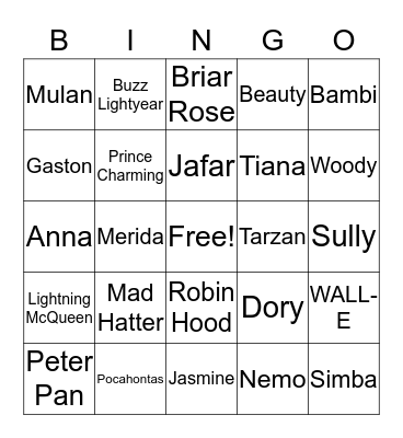 Disney Bingo Card