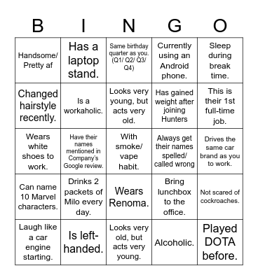 Do you know THEM well? Bingo Card