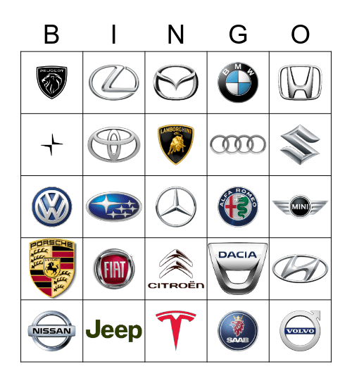 Car logo bingo Card